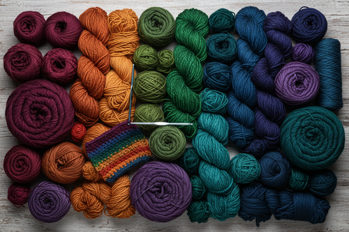 Dark Rainbow Yarn Background